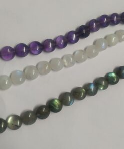 Round Coin Amethyst Rainbow And Labrodorite